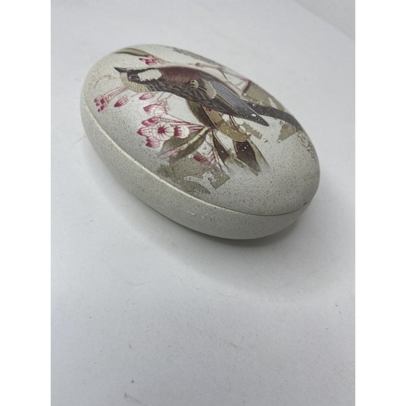 Ceramic Trinket Box Lid Bird Nest Flowers 4" x 3" Jar Container Vanity - Picture 8 of 10